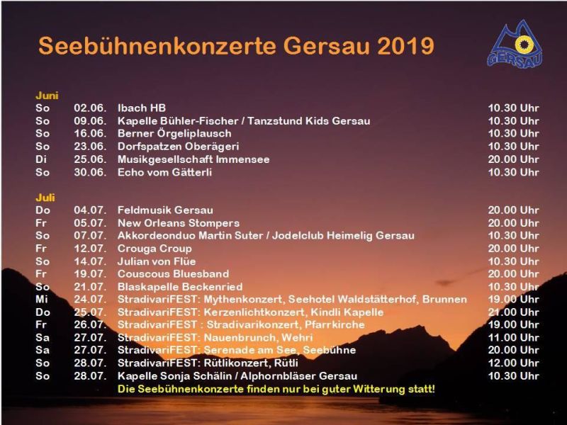 Seebühnenkonzerte Gersau 2019